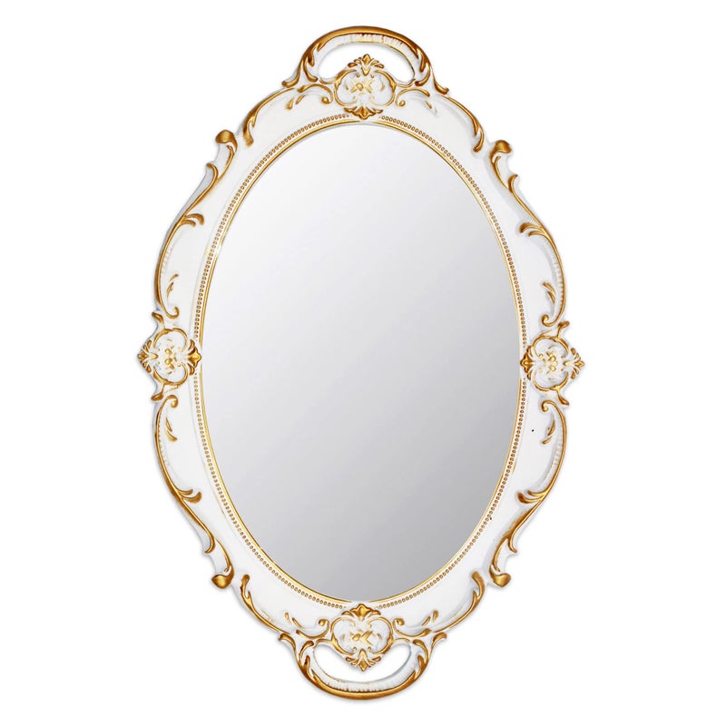 Eaoundm 145 x 10 inchs Oval Antique Decorative Wall Mirror Vintage Hanging Mirror White