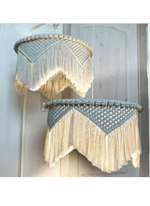 Bohemia Tassel Pendant Light, Fringe Chandelier Ceiling Light Handmade, Boho Light Fixture Cotton Fringes Ceiling Light