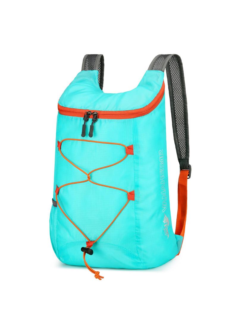Generic Outdoor Riding Bag Ultra-Light Oxford Cloth Hiking Bag Waterproof Foldable Backpack Light Blue - Image 1