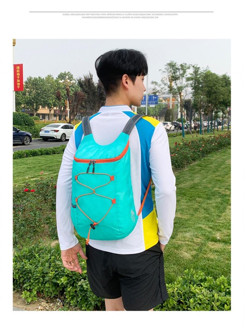Generic Outdoor Riding Bag Ultra-Light Oxford Cloth Hiking Bag Waterproof Foldable Backpack Light Blue - Image 3