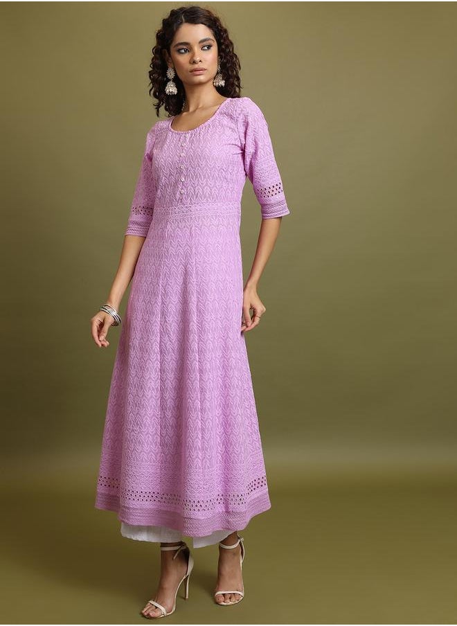 Vishudh Geometric Embroidered Thread Work Anarkali Kurta by Styli  - Image 2