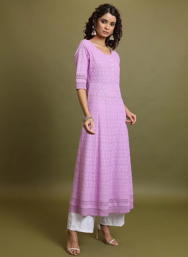 Vishudh Geometric Embroidered Thread Work Anarkali Kurta by Styli