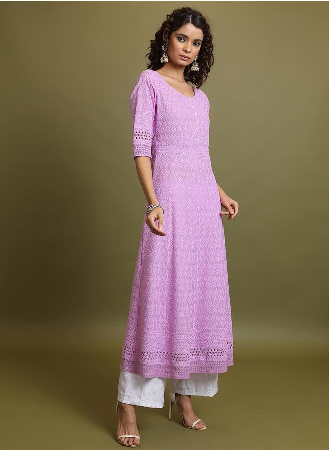 Vishudh Geometric Embroidered Thread Work Anarkali Kurta by Styli  - Image 4