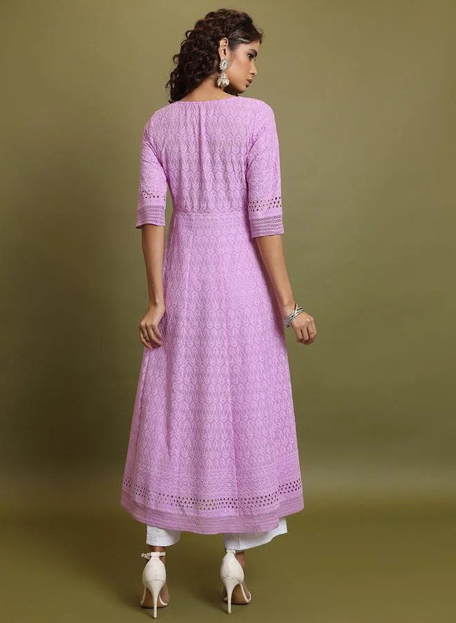 Vishudh Geometric Embroidered Thread Work Anarkali Kurta by Styli