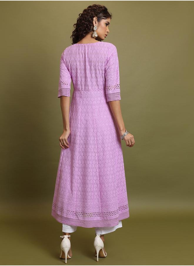 Vishudh Geometric Embroidered Thread Work Anarkali Kurta by Styli  - Image 3
