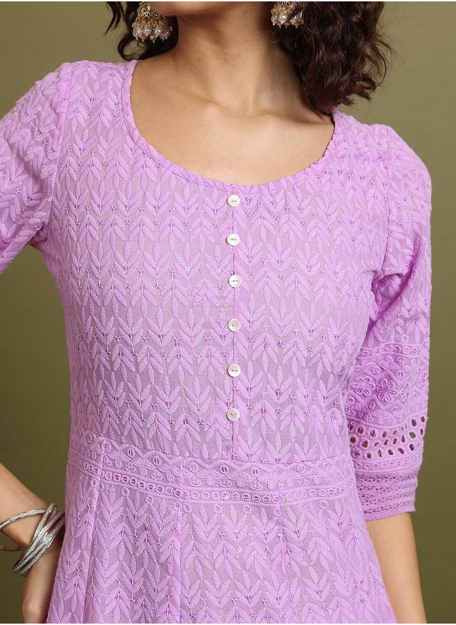 Vishudh Geometric Embroidered Thread Work Anarkali Kurta by Styli  - Image 5