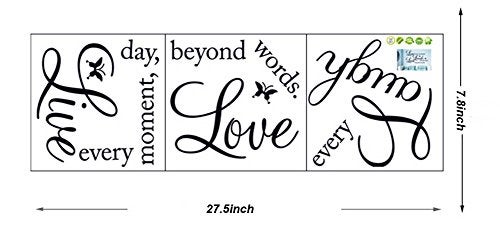 Blinggo Vinyl Decal Live Every Moment, Laugh Every Day, Love Beyond Words Wall Quote Black 15'' X 22'' - Image 3