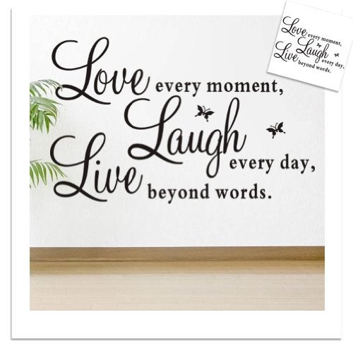 Blinggo Vinyl Decal Live Every Moment, Laugh Every Day, Love Beyond Words Wall Quote Black 15'' X 22'' - Image 5