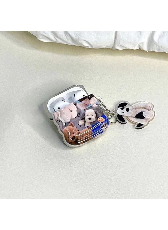 Generic - Personalized Doll For Apple Earphone Set For Airpods 1/2/3 Generation Pro/2 For Apple Soft Shell Earphone Set-Color:[Wave Edge-Dog Doll] + Pendant-Applicable Model:airpods 3 Generation - Image 1