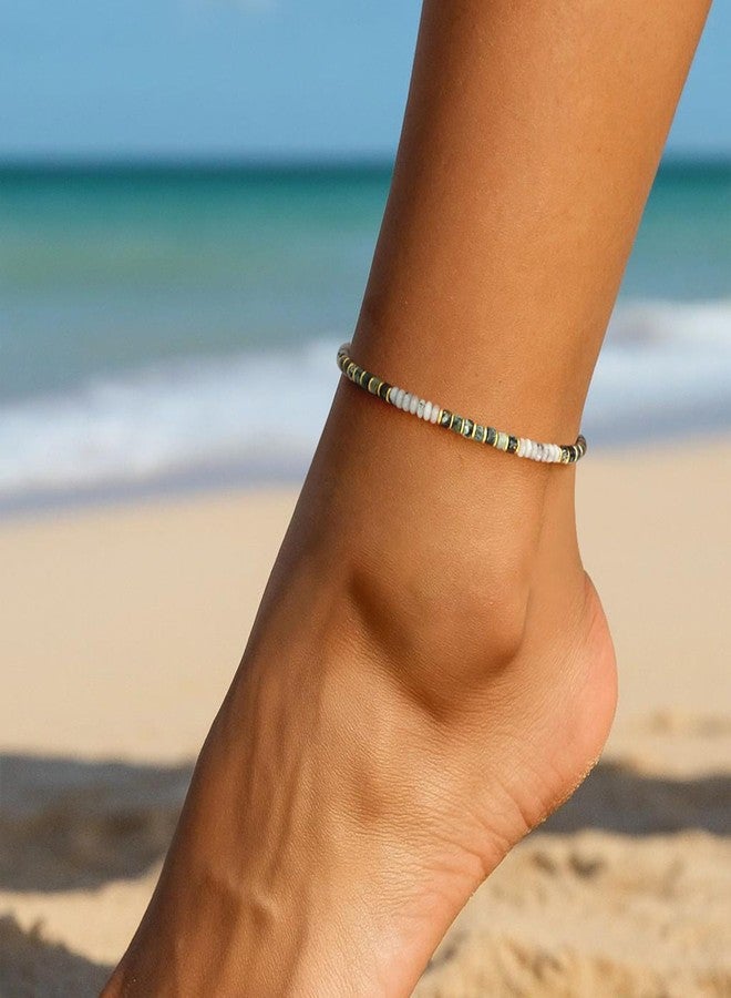 Sistble Colorful Beaded Anklets for Women Teen Girl Gifts Summer Jewelry for Women Boho Ankle Bracelets for Women Waterproof Malachite Jasper Natural Stone Anklet Handmade Beach Jewelry Birthday Gifts - Image 2