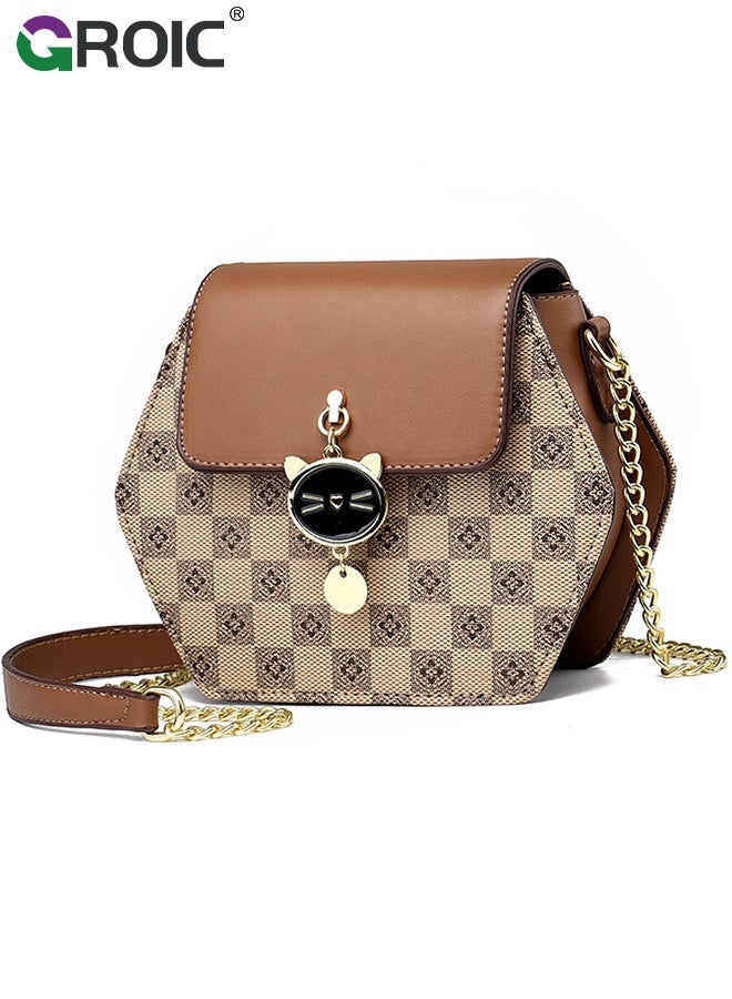 GROIC Women's Crossbody Bag Shoulder Bag with Adjustable Wide Strap, Plaid Pattern Crossbody Purse, Simple and Stylish Mini HandBag Trendy Small Shoulder Bag, Women's Travel Bag - Image 1