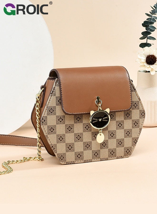 GROIC Women's Crossbody Bag Shoulder Bag with Adjustable Wide Strap, Plaid Pattern Crossbody Purse, Simple and Stylish Mini HandBag Trendy Small Shoulder Bag, Women's Travel Bag - Image 3