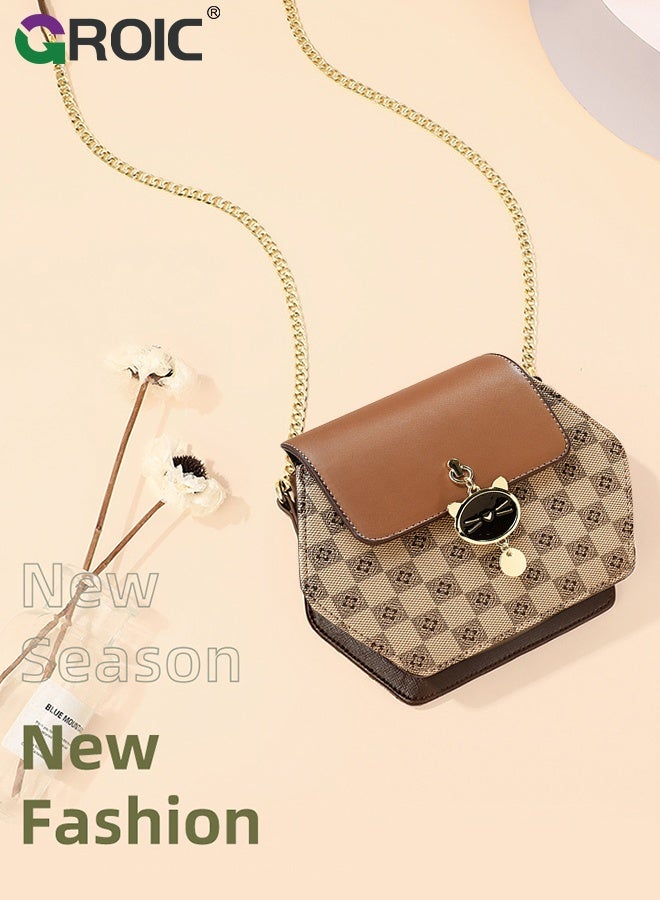 GROIC Women's Crossbody Bag Shoulder Bag with Adjustable Wide Strap, Plaid Pattern Crossbody Purse, Simple and Stylish Mini HandBag Trendy Small Shoulder Bag, Women's Travel Bag - Image 2