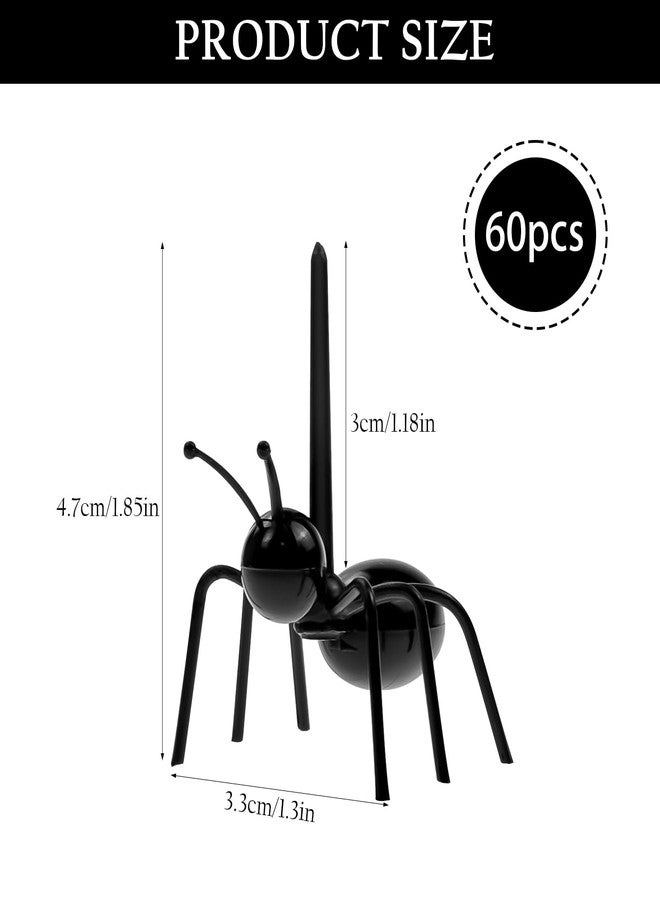 JLNGTHONG 60 Pcs Ant Toothpicks Fruit Dessert Forks, Reusable Fruit Picks Animal Appetizer Forks for Snack Cake Dessert for Kitchen Halloween Birthday Party - Image 2