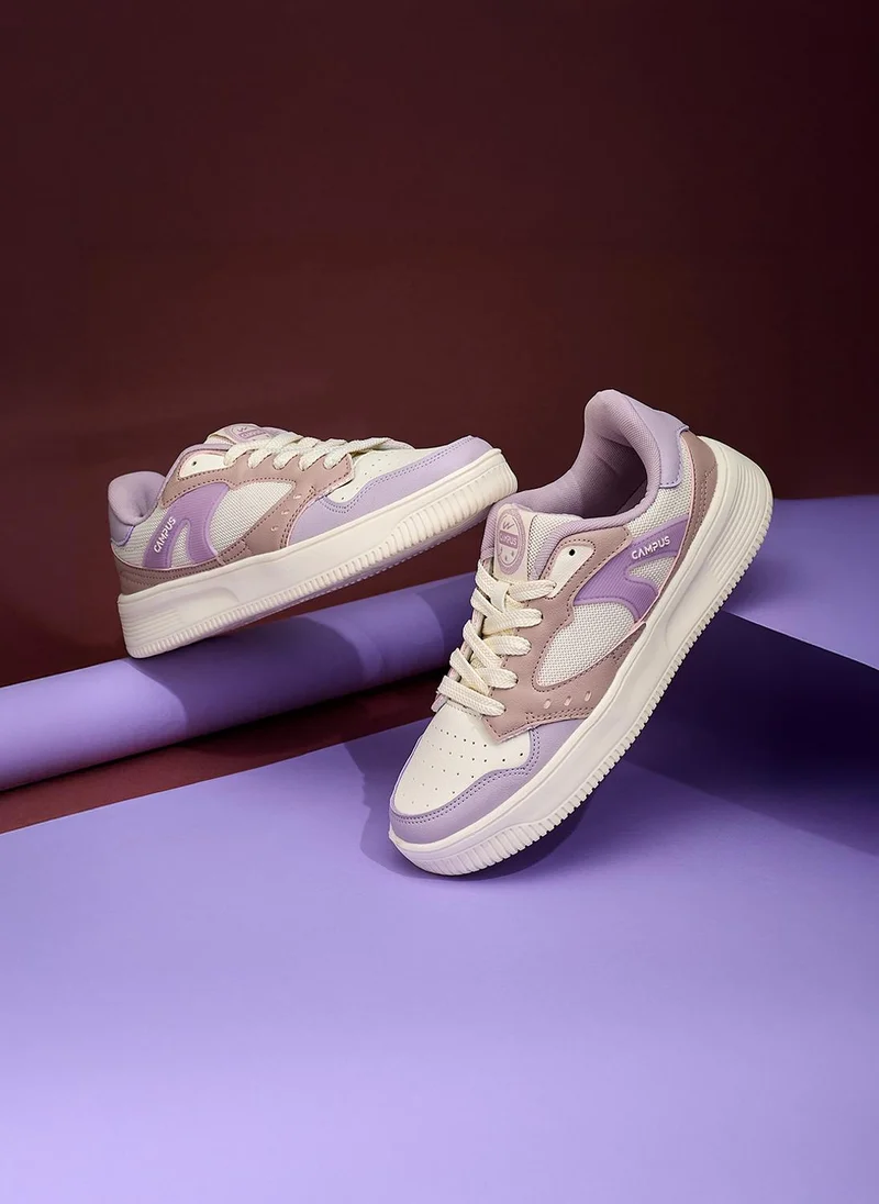 كامبس Women Flod Memory Foam Lace-Up Sneakers-White