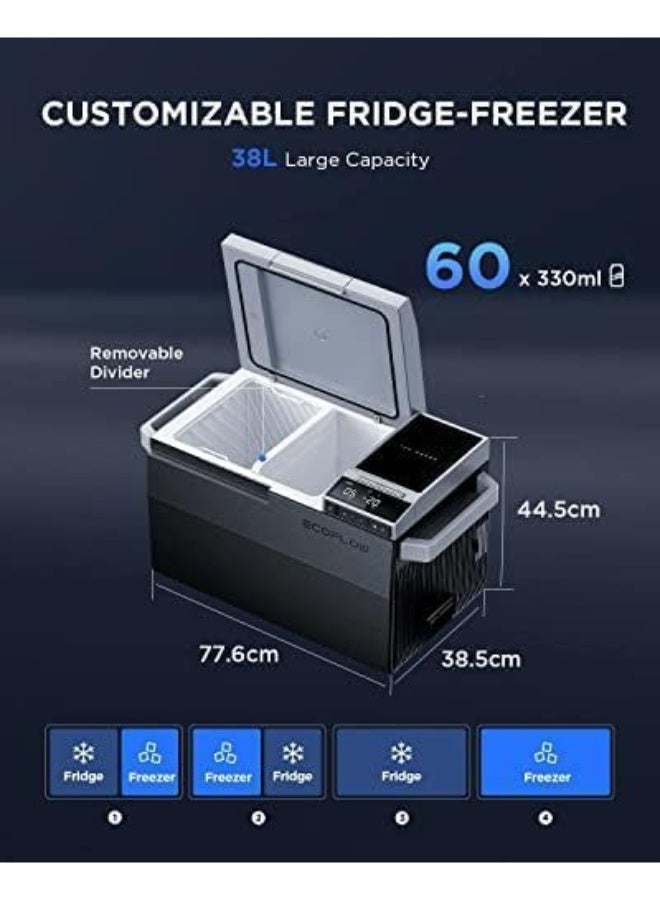 EcoFlow GLACIER 38L Mini Fridge Freezer with Ice Maker, 12 Volt Refrigerator, Car Fridge, Electric Cooler for Truck, Van, RV, Camper, SUV, Boat, Camping, Road Trips - Image 4