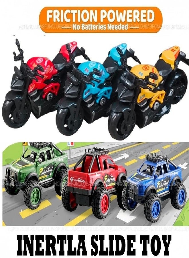 ASFunClub FunClub Police Car Toys with Sports Bike Toy for Kids Crawling Toys for Boys Push and Go car for Kids Vehicles for Kid Friction Powered Toy Pull Back Vehicles Best Gift-Random Color-2pcs - Image 3