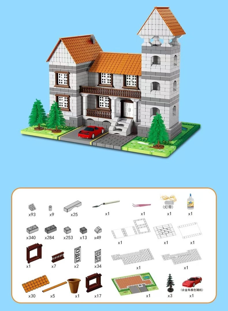 3D DIY Mini House,European Classical Manor, Gift Toy Age 6 And Up, 540 Blocks Playhouse Building Set . - Image 2