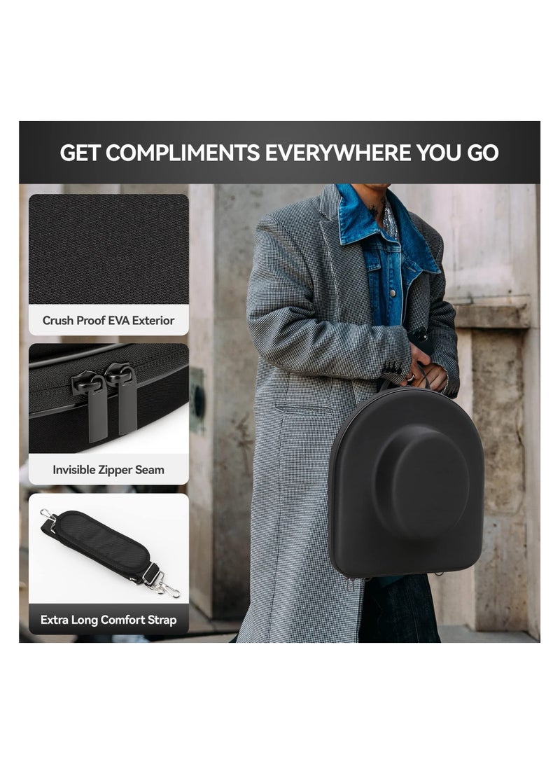 SYOSI Hat Box Holder Case for Travel - Crush Proof Hat Travel Case for Mens Fedora Hats, Hard Travel Hat Box for Fedora Hat Storage, Hat Carrier with Adjustable Strap, Lightweight and Classy for Travel  - Image 4