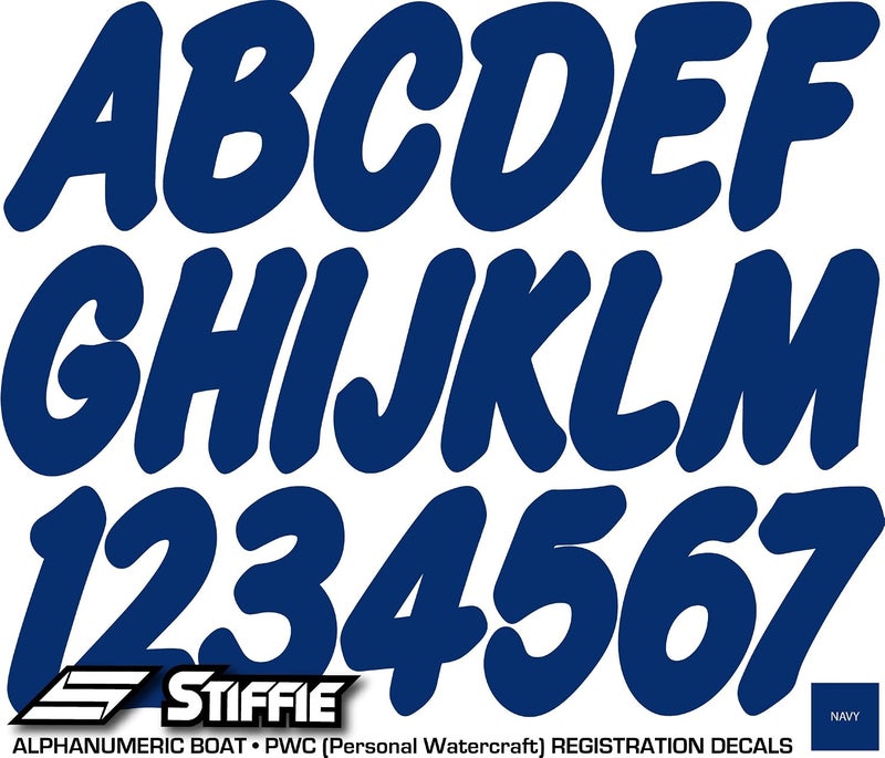 Stiffie ملصقات STIFFIE Whip-One باللون البحري والأرقام الأبجدية والرقمية بحجم 3 بوصة للقوارب والمركبات المائية الشخصية - Image 2