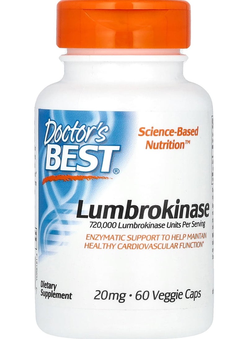 Doctor's Best Lumbrokinase, 40 mg, 60 Veggie Caps (20 mg per Capsule)