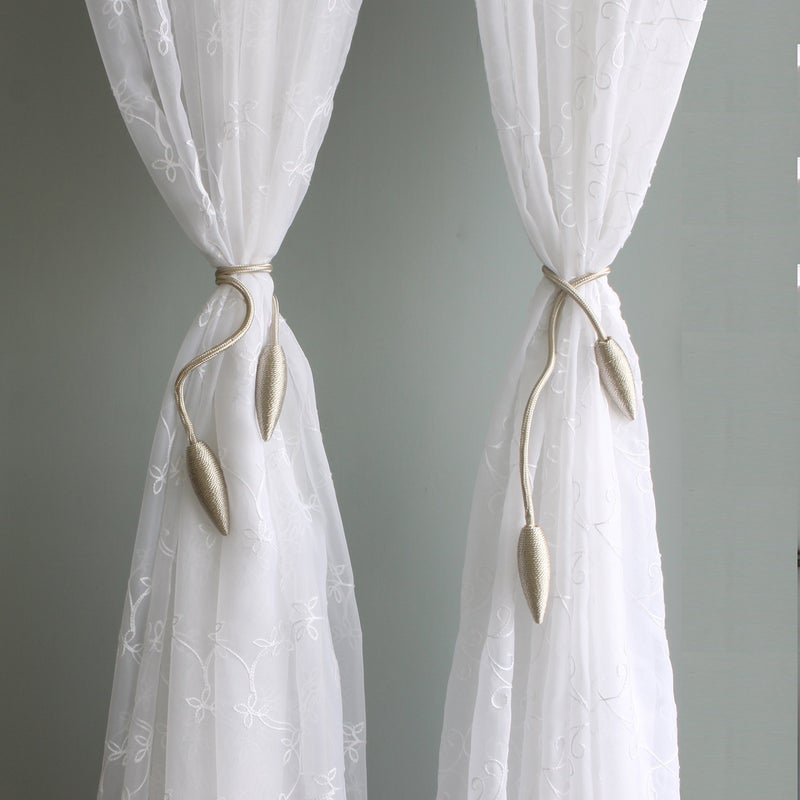 Valea Home 2 Pieces Curtain Tiebacks Clips Creative Window Drape Twist Tie Backs European Style Custom Made Curtain Holders Decorative Draperies Holdbacks Beige