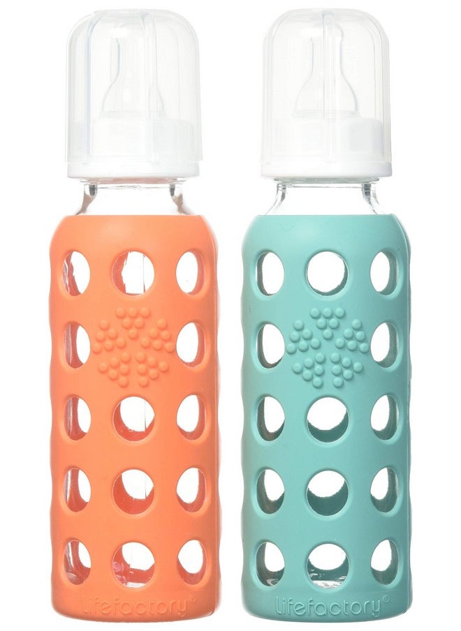 lifefactory - 9Oz Glass Baby Bottle 2Pk Bundle With 2 Stage 3 Nipples (Kalepapaya) - Image 1