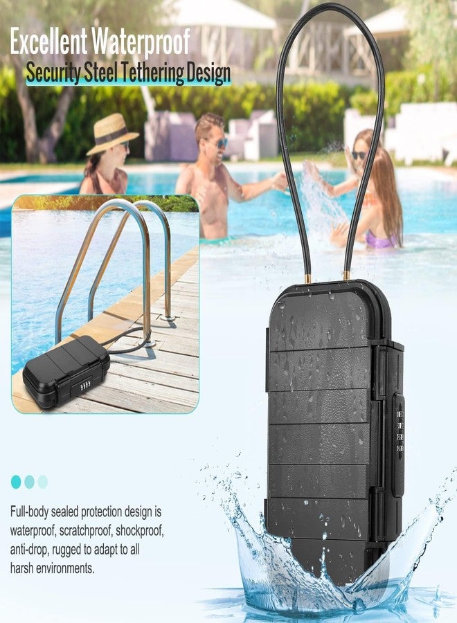 BKNOOU Travel Safe Portable Beach Safe Box Small Combination Safe Anti-Theft Lock Box Safe Waterproof Mini Security Case with Removable Wire Rope Security Box for Home,Office,Hotel,Cars,Travel (Black) - Image 2