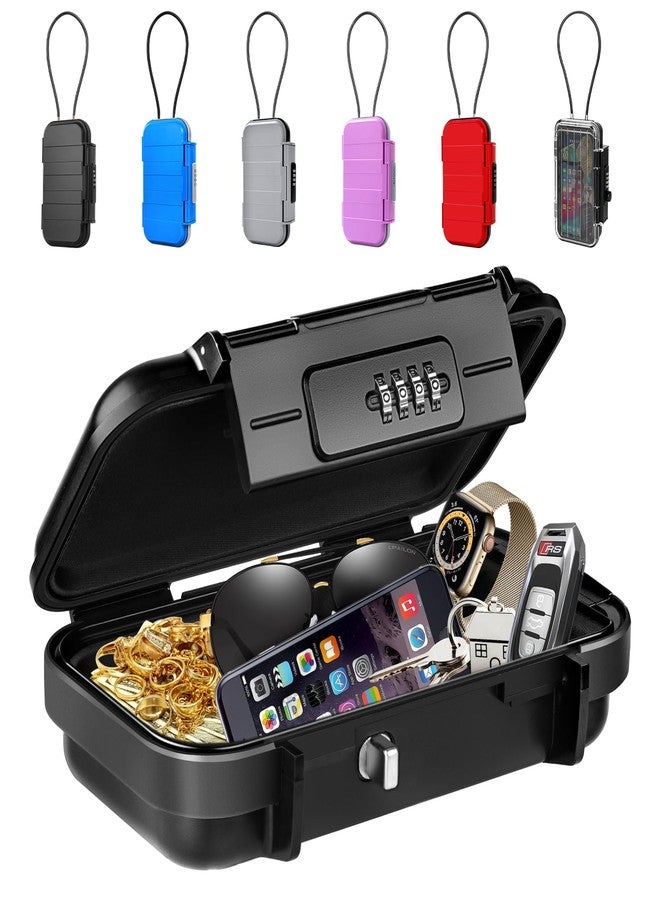 BKNOOU Travel Safe Portable Beach Safe Box Small Combination Safe Anti-Theft Lock Box Safe Waterproof Mini Security Case with Removable Wire Rope Security Box for Home,Office,Hotel,Cars,Travel (Black) - Image 1