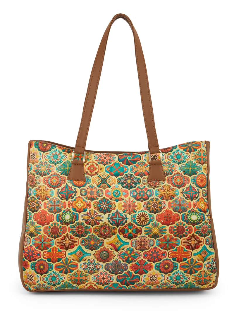 globus Globus Women Multi Yellow Floral Ethnic Motifs Printed Oversized Tote With Up To 16 Inch Laptop Size