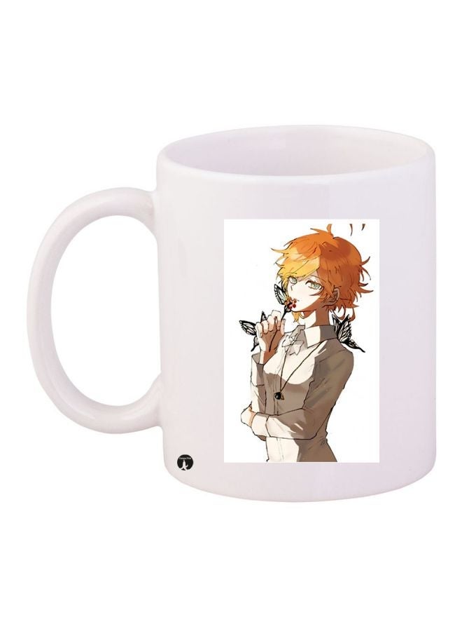 RYN Anime Boy Printed Coffee Mug White/Brown/Grey 11ounce