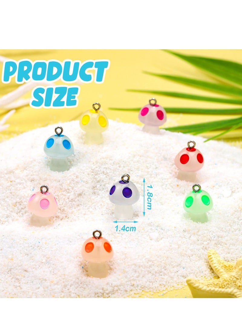 NIBEMINENT 80 PCS Mushroom Pendant Charm Luminous Resin Charms, Mini Beads DIY Charms for Bracelets, Necklaces, Earrings, Keychains, Jewelry Making, 8 Colors  - Image 3