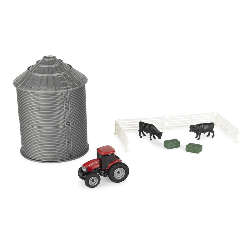 ERTL 164 Case IH Grain Bin Set with Tractor Cattle Hay Bales Fence Everyday Play 44458 - Image 3