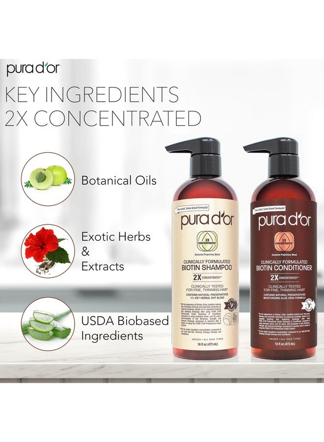 بيورا دور شامبو وبلسم بيوتين من بورا دور، تركيبة سريرية احترافية، للشعر الخفيف - منتجان مركزان لتكثيف الشعر، مانع لهرمون ديهدروتستوستيرون، للنساء والرجال، خاليان من الكبريتات، 16 أونصة × 2 - Image 2