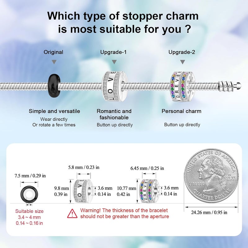 DALARAN Stopper Beads for Bracelets 925 Sterling Silver Clip Spacer Charm Bracelet Stoppers - Image 2