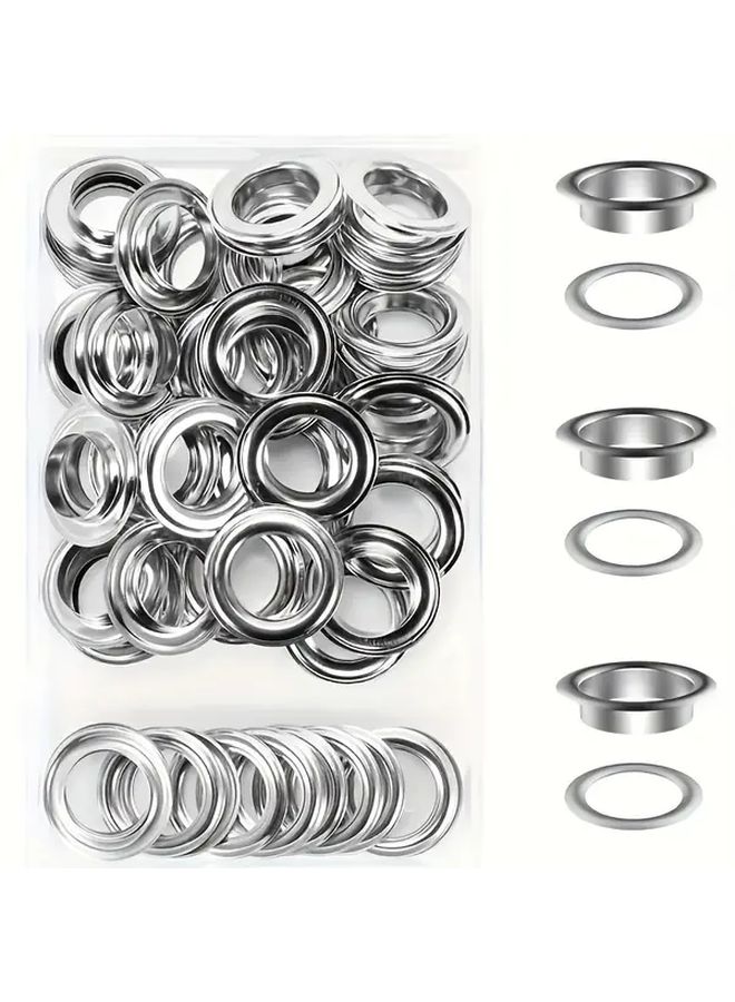 100 Pcs Silvery Stainless Steel Grommet Kit With Washers For Banners Posters DIY Projects - Image 3