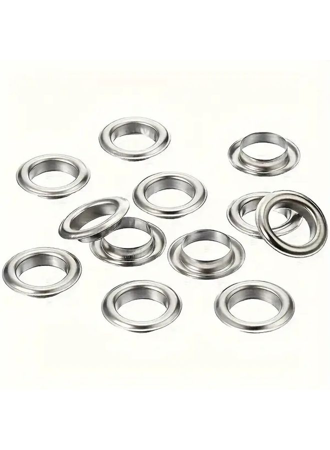 100 Pcs Silvery Stainless Steel Grommet Kit With Washers For Banners Posters DIY Projects - Image 1