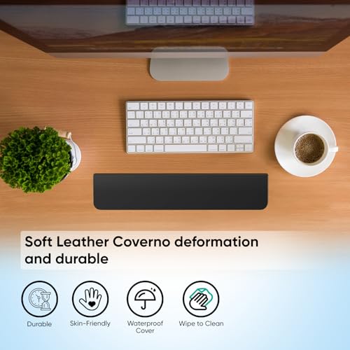 JiaTeums Keyboard Wrist Rest with Cleaning Kits,Palm Pad for Pain Relief, Wrist Support for Long Hours of Work, Gaming,Studying,Black 14.17'' Wrist Rest for 85% Mechanical Keyboard - Image 5