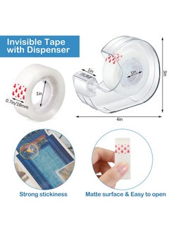 Yahenda 32 Pcs Invisible Tape And Refillable Dispensers 0.7 X 985 Inches Transparent Tape Refills Desk Tape Dispenser For Office Home School  - Image 2