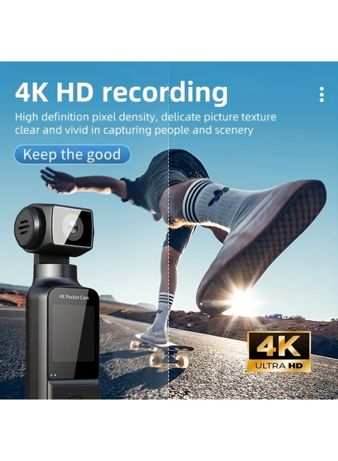 4K Body Camera with External Microphone | 1.33” HD Pocket Cam, 270° Rotating Lens, Image Stabilization, Wireless Transfer, Long Battery Life | Action Camera for Outdoor Sports, Travel, Cycling, Vlogging - Image 2