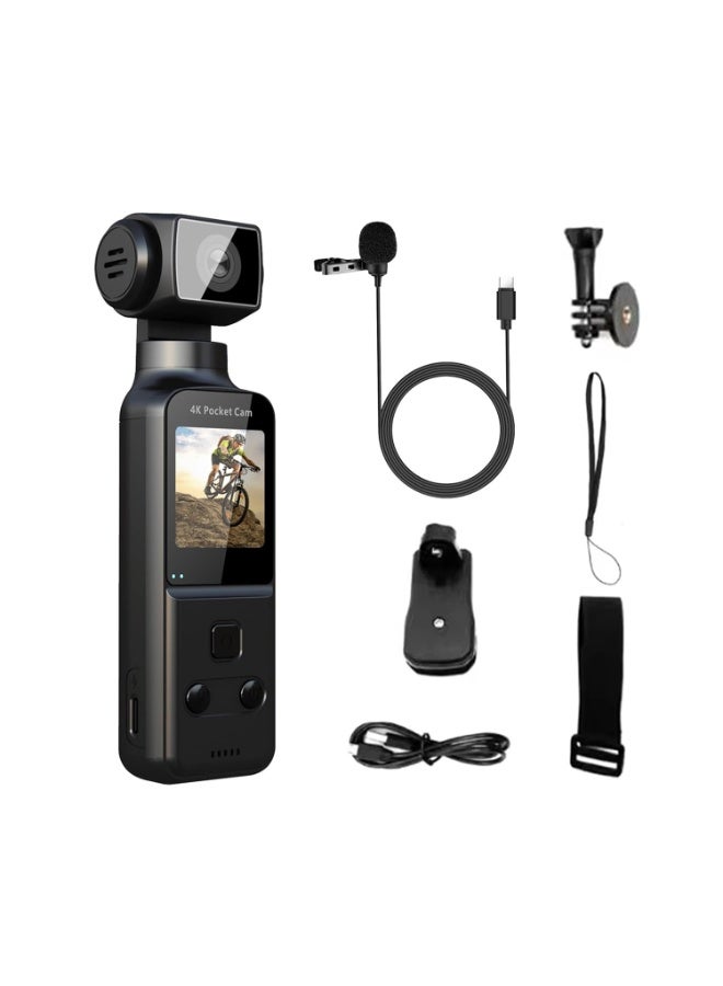 4K Body Camera with External Microphone | 1.33” HD Pocket Cam, 270° Rotating Lens, Image Stabilization, Wireless Transfer, Long Battery Life | Action Camera for Outdoor Sports, Travel, Cycling, Vlogging - Image 1