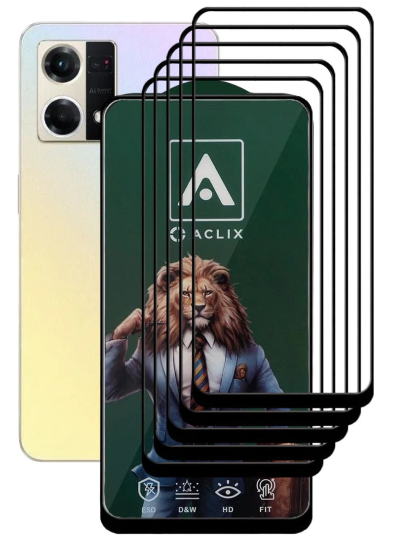 ACLIX 5 Pieces Antistatic ESD Dustproof Premium Quality High Definition Tempered Glass Screen Protector Designed For Oppo Reno8 4G - Image 1