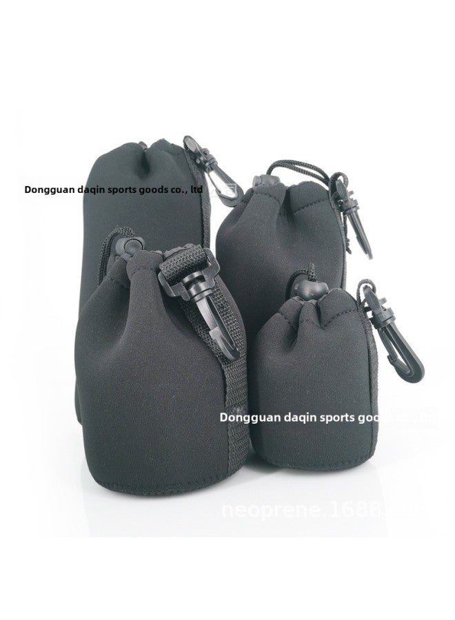 SLR Camera Lens Bag Upgraded Drawstring Handle Thickened Diving Material Lens Bag Protection Lens Cover Lens Tube-Color:Black Large (No. 2)  - Image 3