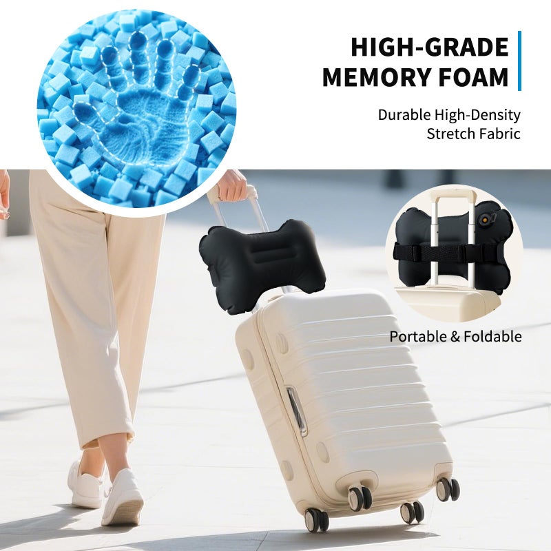 Mixtrend Travel Lumbar Pillow â€“ Inflatable Memory Foam Back Support Pillow for Airplane, Car, Office, Long Flight, Ergonomic Travel Cushion for Lower Back Pain Relief â€“ for Men, Women, Kids, Black - Image 3