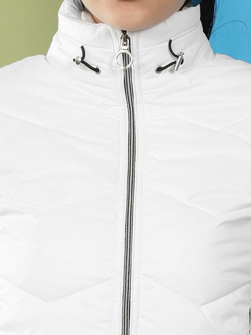 Freehand Women White Solid Regular Puffer Jacket - Image 3