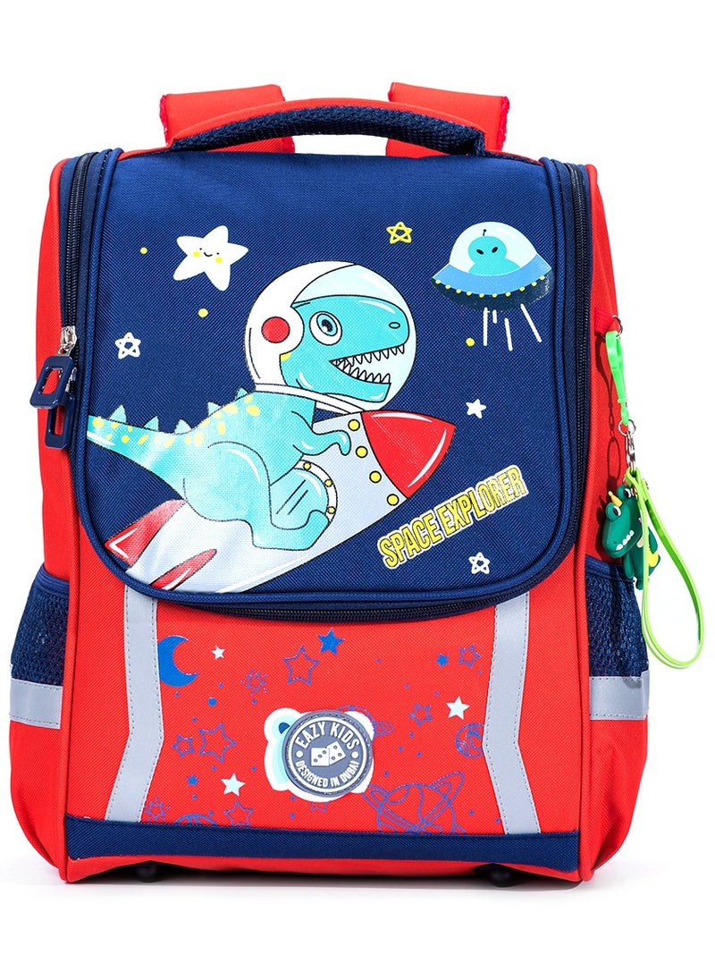 Eazy Kids School Bag Dino in Space - Red  - Image 1