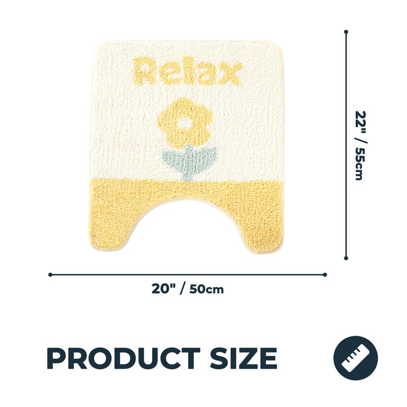 Tyrafry Toilet Bath Rug  U-Shaped Non-Slip Toilet Rug  Flower Rug for Bathroom Floor Soft Plush Microfiber Mat Super Absorbent Washable Bath Shower Mat  20 x 22 Inches  Green - Image 2