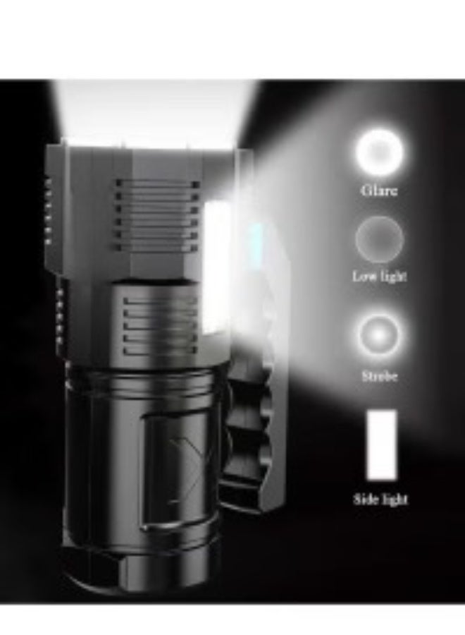 كاست ويف كشاف 4 في 1 LED قابل لإعادة الشحن – ضوء يدوي عالي الطاقة 3 واط، شحن USB، كسر زجاج الطوارئ، مدى طويل، مقاوم للماء – مثالي للتخييم وحالات الطوارئ - Image 3
