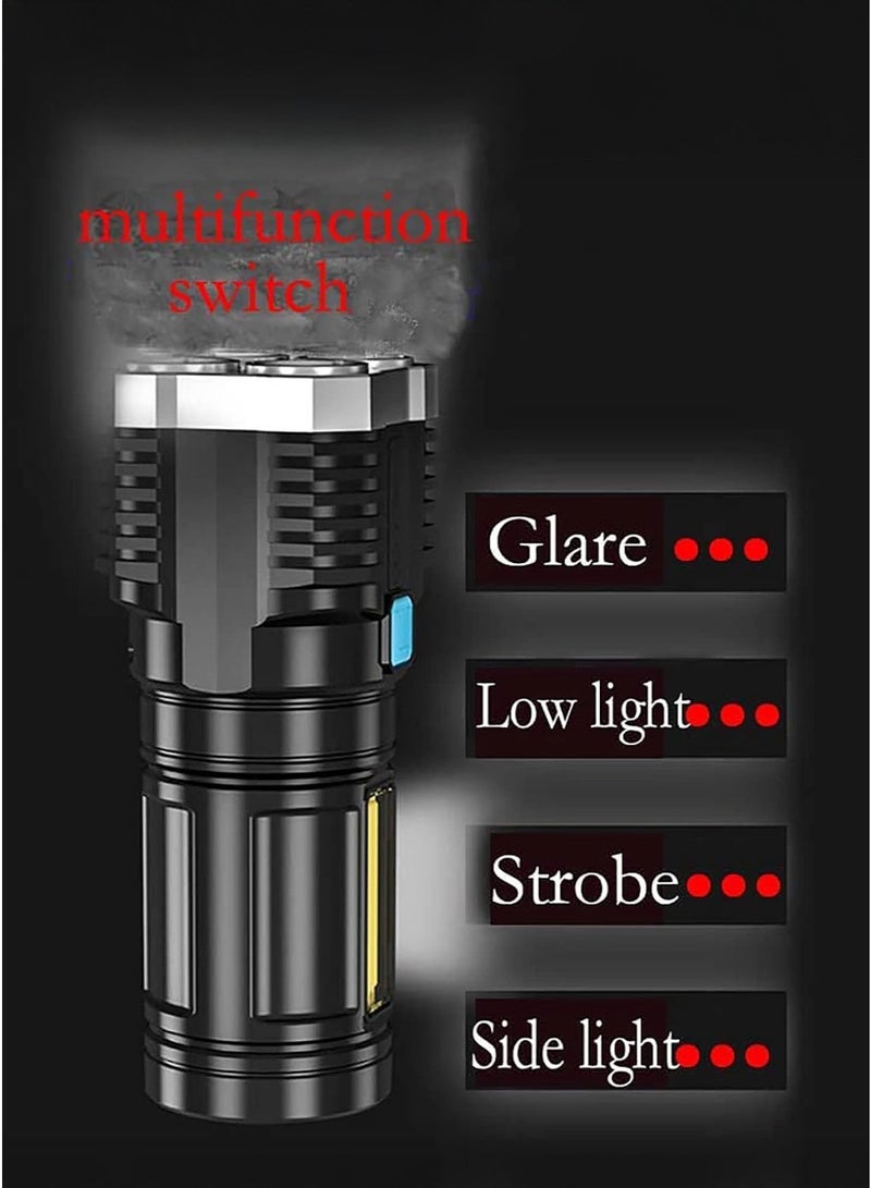 كاست ويف كشاف 4 في 1 LED قابل لإعادة الشحن – ضوء يدوي عالي الطاقة 3 واط، شحن USB، كسر زجاج الطوارئ، مدى طويل، مقاوم للماء – مثالي للتخييم وحالات الطوارئ - Image 4