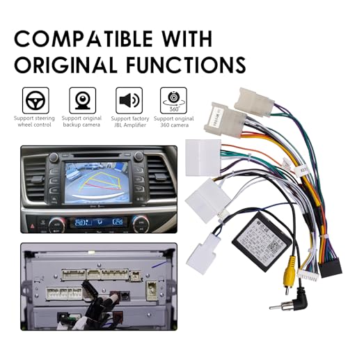 ViaBecs 16PIN Car Radio Wiring Harness for Toyota Corolla RAV4 Camry 4Runner Tundra Highlander 2014-2018, Aftermarket Stereo Wire Harness with CANBUS Adapter Support JBL Amp, Backup Camera, SWC - Image 3